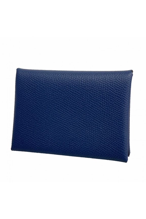 Pre-Owned Hermes Calvi Duo Business Card Holder/Card Case, Veau Epsom Leather, Blue Navy, B...