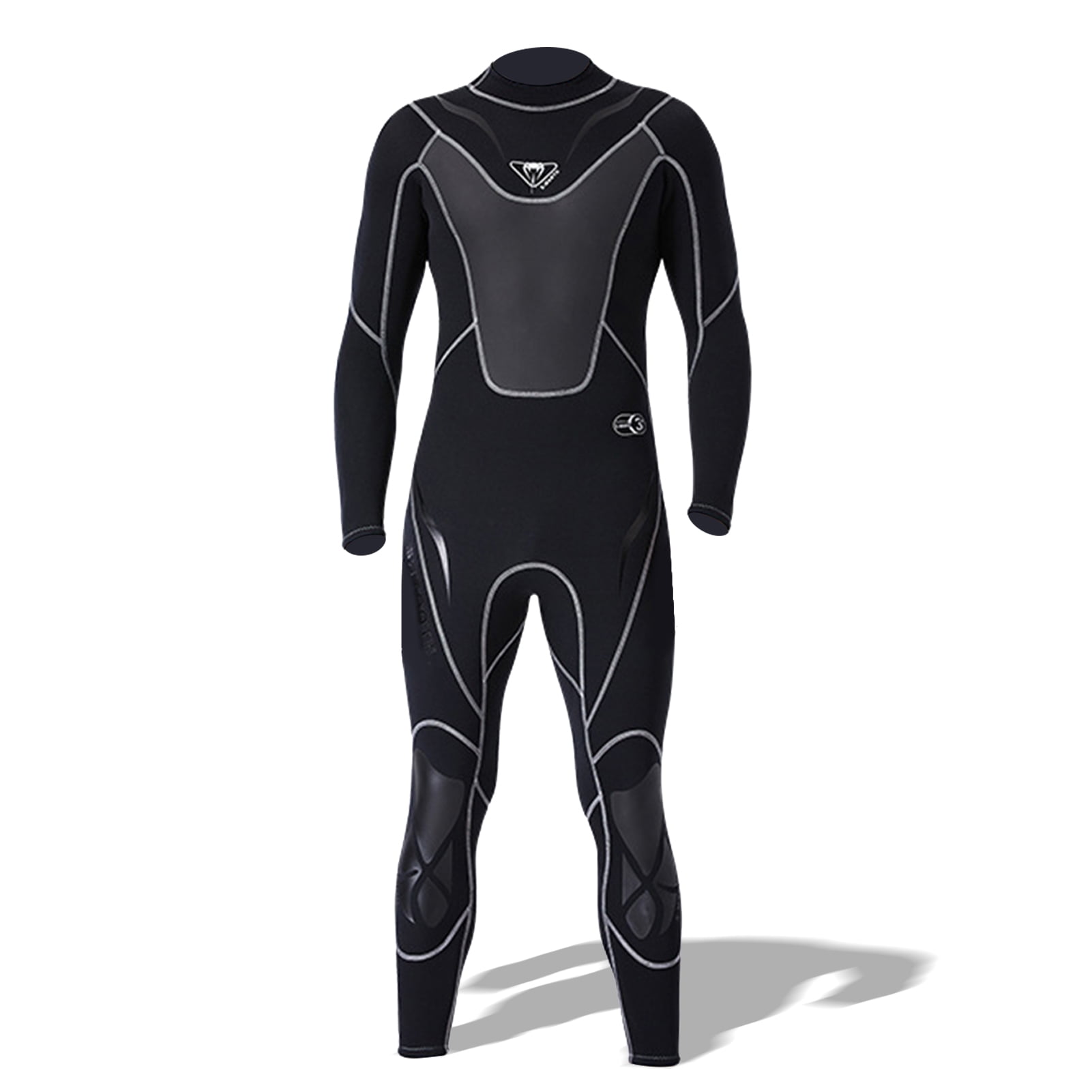 New Black Chest Zip Wetsuit 3mm Neoprene Full Body Front Zipper Surf Scuba 