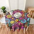 thumbnail image 3 of Moroccan Colorful Circles Flower Waterproof Picnic Patio Party Round Table Cloth Cover Decorations Fabric 60 Inch Circular Tablecloth for 20-47 Inch Home Dining Room Kitchen Decor, 3 of 6