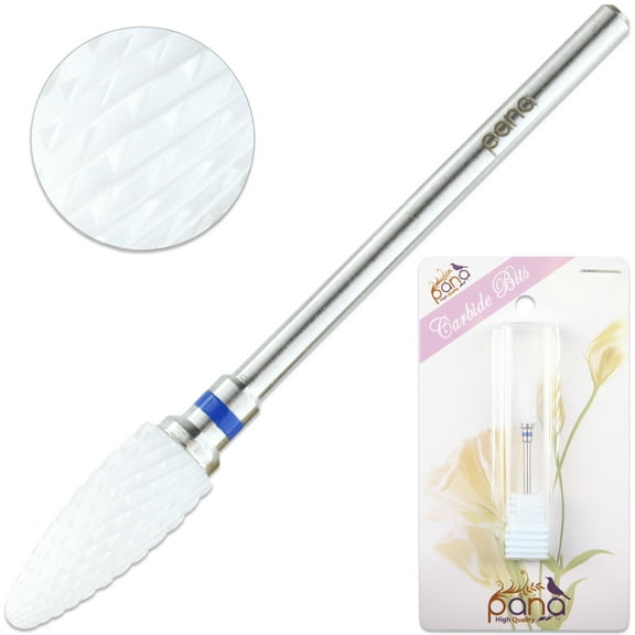 PANA Professional- White Ceramic Bit 3/32" Shank Size - Flame Shaped - Nail Drill bit for Dremel Machine