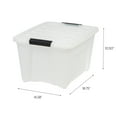 thumbnail image 6 of IRIS USA 32 Qt Stackable Plastic Storage Bins with Lids, 6 Pack, Made in USA - Discreet Organizing Solution, Latches, Durable Nestable Containers, Secure Pull Handle - Pearl, 6 of 9