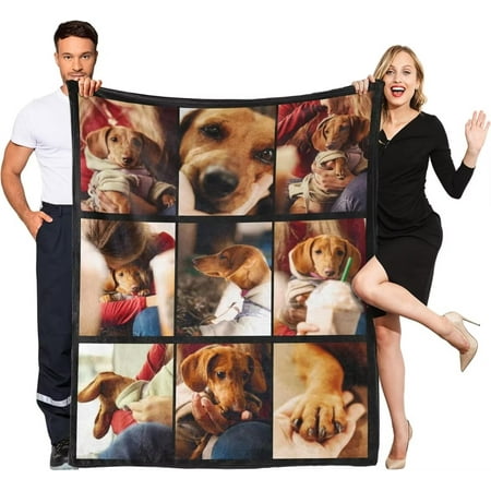 AISENIN Custom Blanket with Picture Customized Photo Throw Blankets Personalized Couple Gifts for Boyfriend Girlfriend Wife Husband Christmas Valentines Day Birthday Lover Dog Gifts