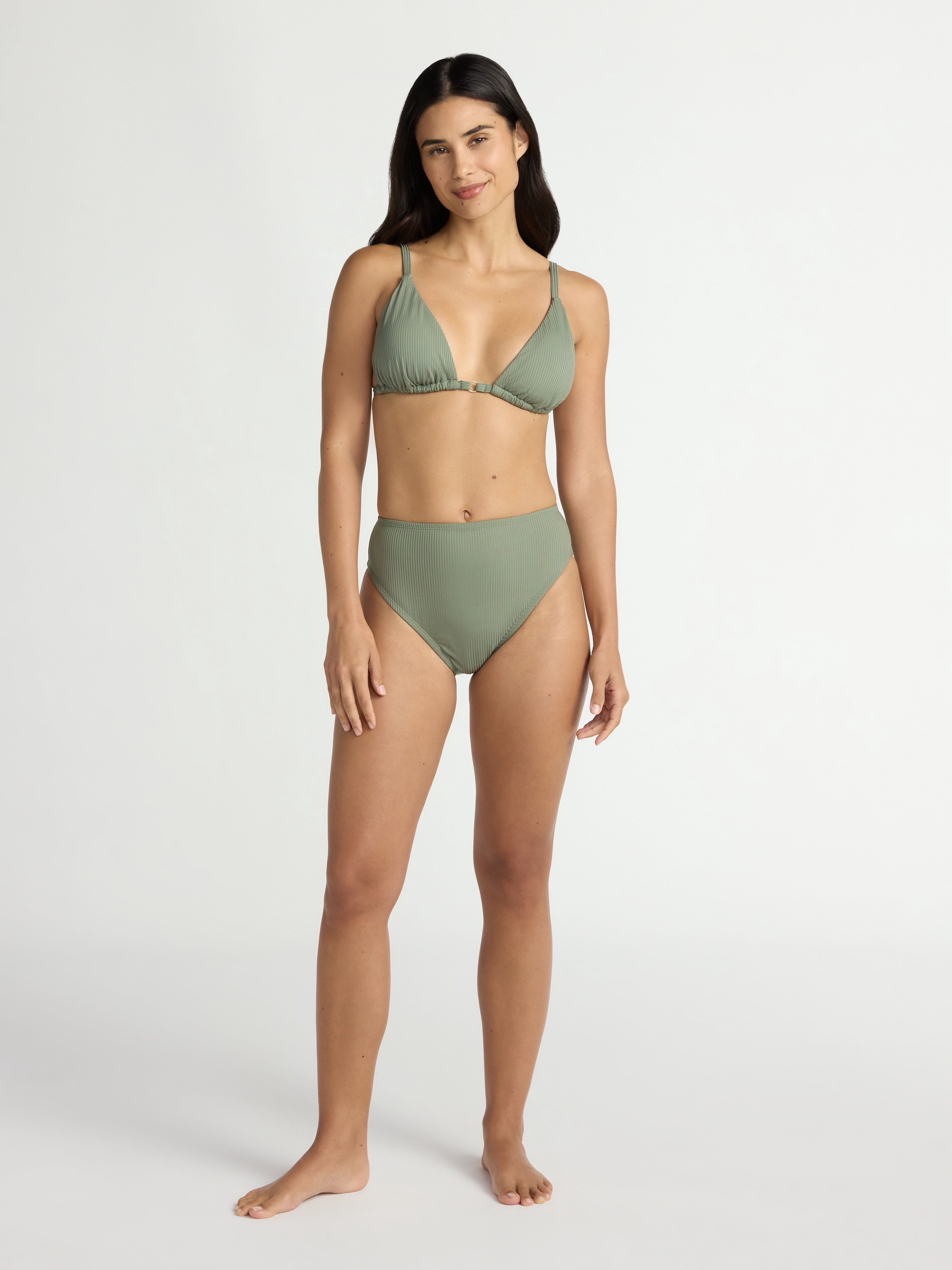 Time and Tru Women’s and Women's Plus Hi Cut High Rise Bikini Bottoms, Sizes XS-2X