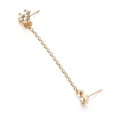 thumbnail image 5 of Jiaroswwei 1Pc Golden Tone Shiny Rhinestone Heart Double Ear Stud Chain Linked Earrings, 5 of 6