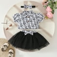 thumbnail image 2 of TAIAOJING Toddler Girls Short Sleeve Letter Prints Coat Tops Skirts Outfits Sets Boho 6-9M, 2 of 6