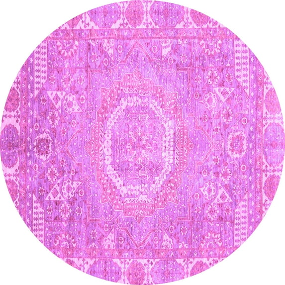 Ahgly Company Indoor Round Oriental Purple Traditional Area Rugs, 7' Round