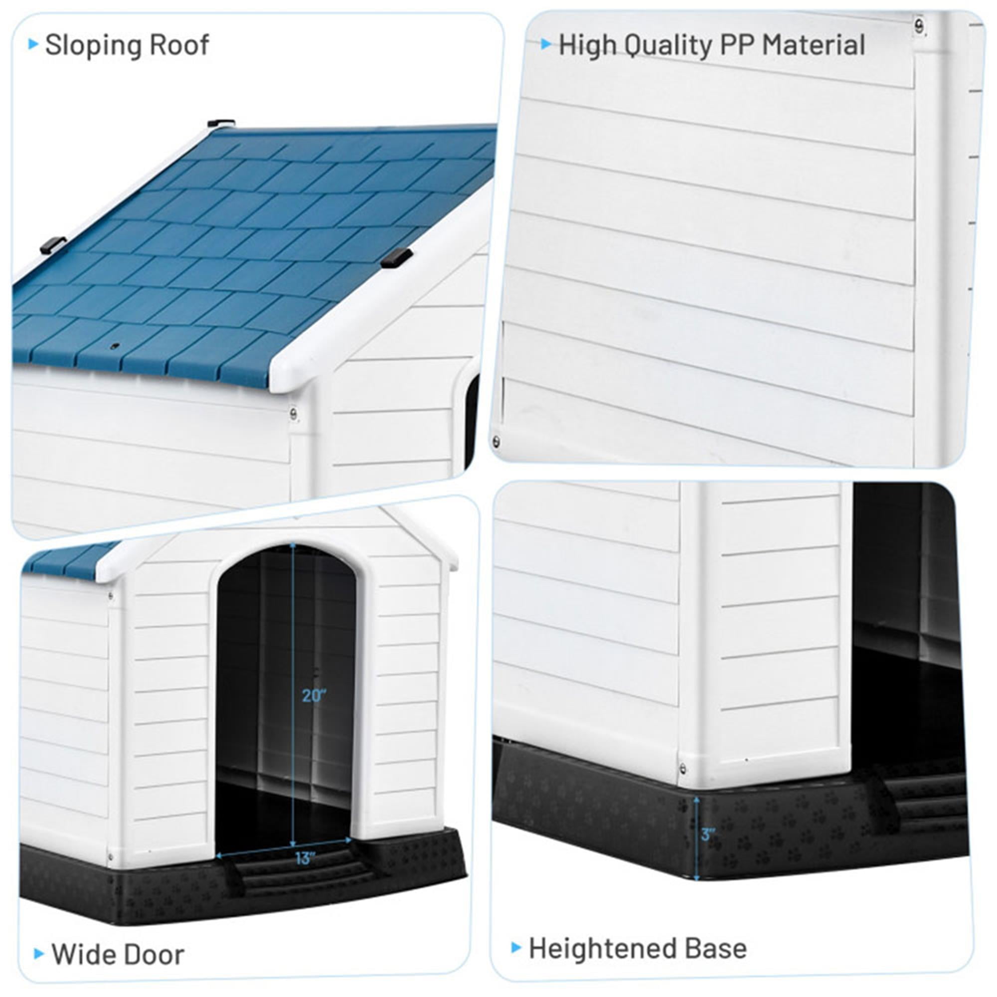 Pefilos 33" Outdoor Waterproof Dog House, Pet Houses for Medium Dogs, Plastic Cat House with Ventilate, Indoor Puppy House, White Pefilos 33" Outdoor Waterproof Dog House, Pet Houses for Medium Dogs, Plastic Cat House with Ventilate, Indoor Puppy House, White