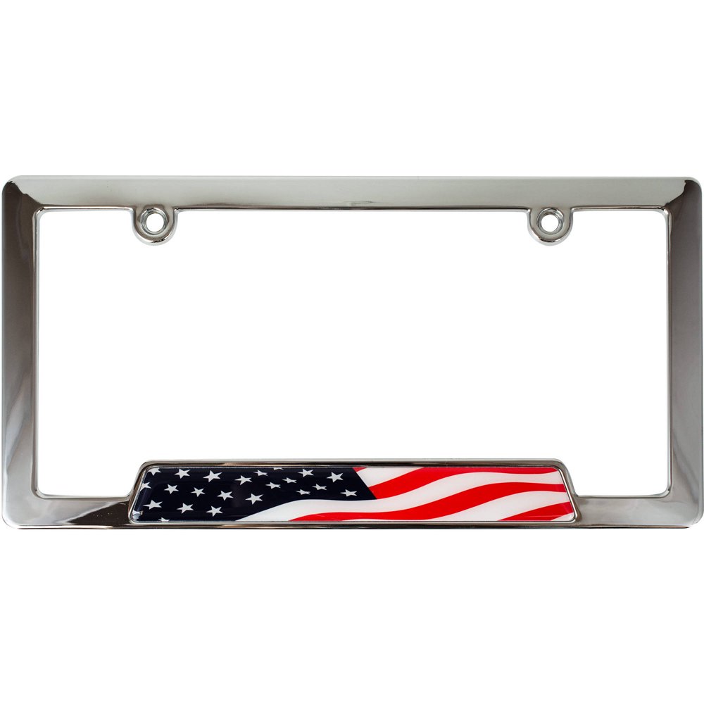 Chrome USA Flag License Plate Frame