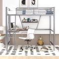 thumbnail image 2 of Bellemave Twin Loft Bed with Desk and Storage Shelf, Twin Size Metal Loft Bed Frame for Kids, Students, Teens, Multi Functional Metal Bed Frame, No Box Spring Needed, Silver, 2 of 10