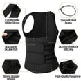 thumbnail image 3 of Men Neoprene Sauna Zipper Underbust Waist Trainer for Tummy Control Sweat Vest Workout Body Shaper with 2 Belts, 3 of 6