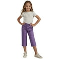 thumbnail image 5 of Fengqque Girls Straight Leg Capri Pants with Elastic Waist and Pocket - Solid Comfort Fit for Kids 4-14 Years - Fashion Casual Bottoms for Daily Use, 5 of 7