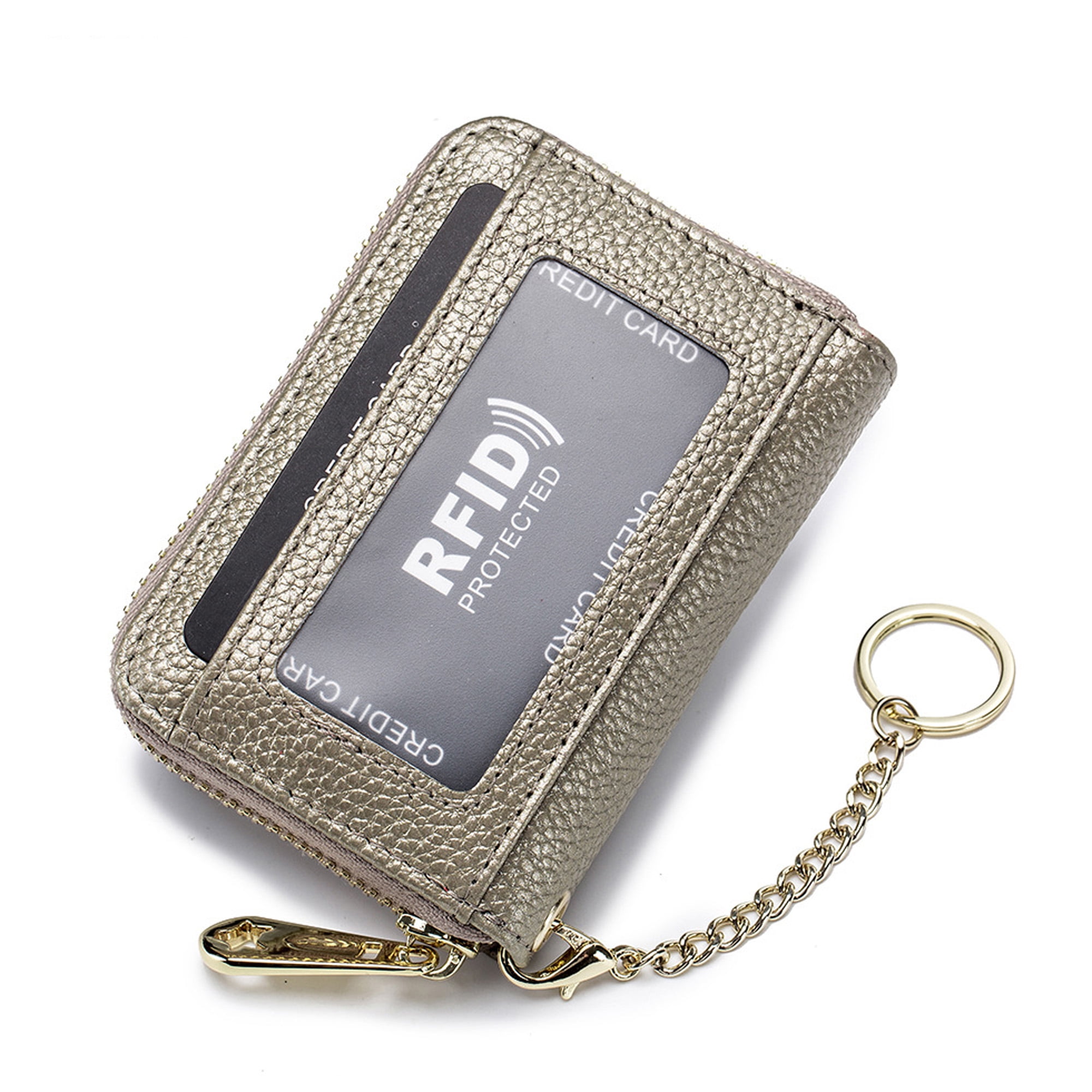 FurArt Credit Card Wallet, Zipper Card Cases Holder for Men Women, RFID Blocking, Keychain Wallet, Compact Size