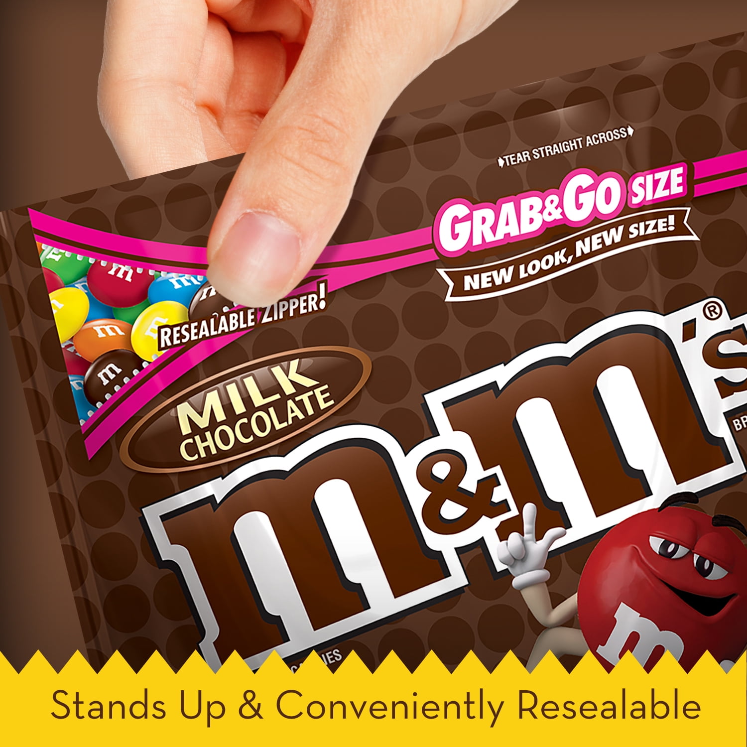 M&M'S Peanut Milk Chocolate Candy, Grab N Go, 5 oz Bag, Packaged Candy