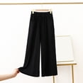 thumbnail image 2 of Women's Pants Casual Petite Solid Pocket Wide Leg Elastic Waist Loose Trousers, 2 of 4