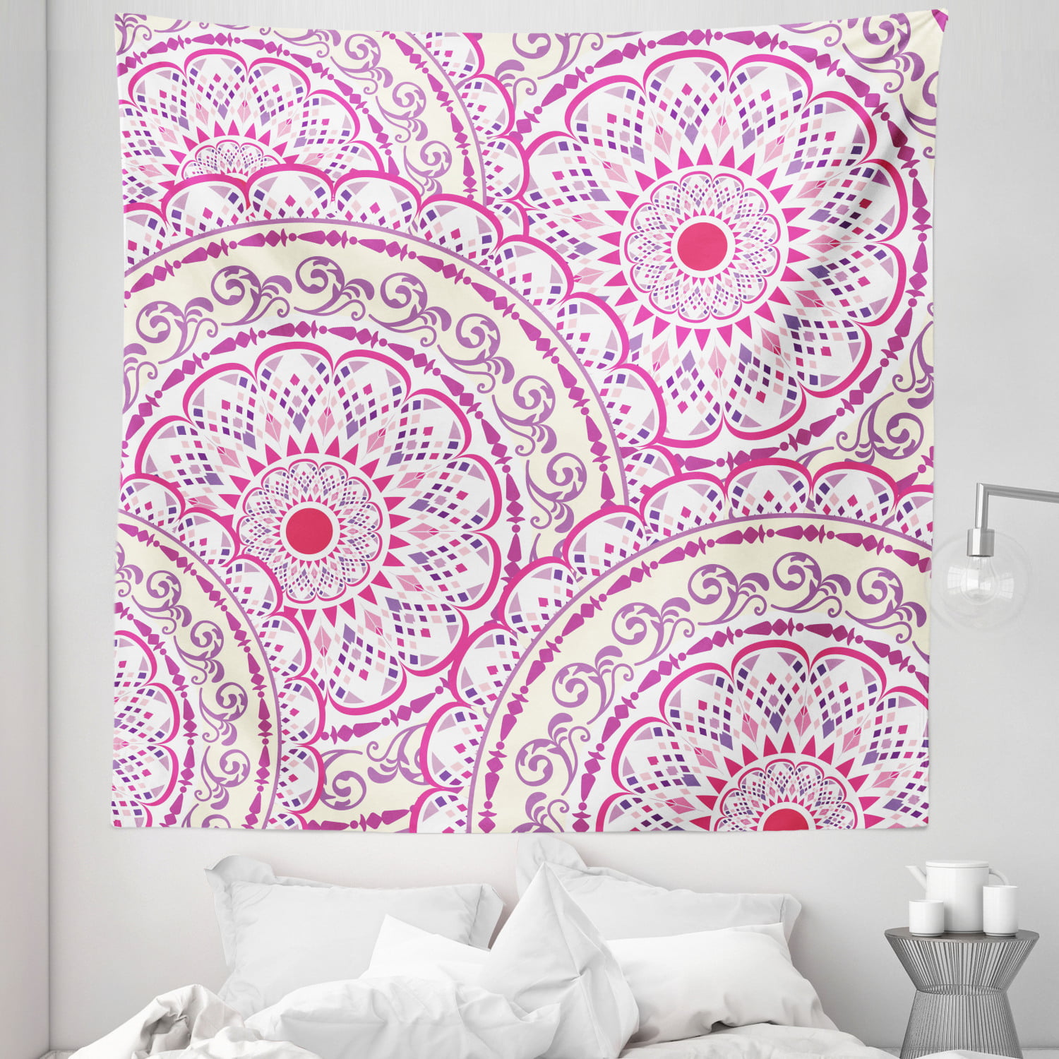 Small to Giant Sizes Printed in the USA Black and White Mandala Tapestry Wall Hanging Floral Tapestries Dorm Room Bedroom Decor Art 