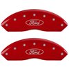 Set of 4 MGP Caliper Covers 10009Sfrdrd, Engraved Front and Rear: Oval Logo/Ford, Red Powder Coat Finish, Silver Characters