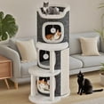thumbnail image 2 of PrimeGo Cat Climbing Tower Cat Scratching Barrel with 3 Cat Caves Sisal Scratching Pad Multi-tier Cat Play Tower for Multi-cat Family, 2 of 7