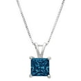 thumbnail image 1 of 1.5 ct Brilliant Princess Cut Solitaire Natural London Blue Topaz 14k White Gold Pendant with 16" Chain, 1 of 4