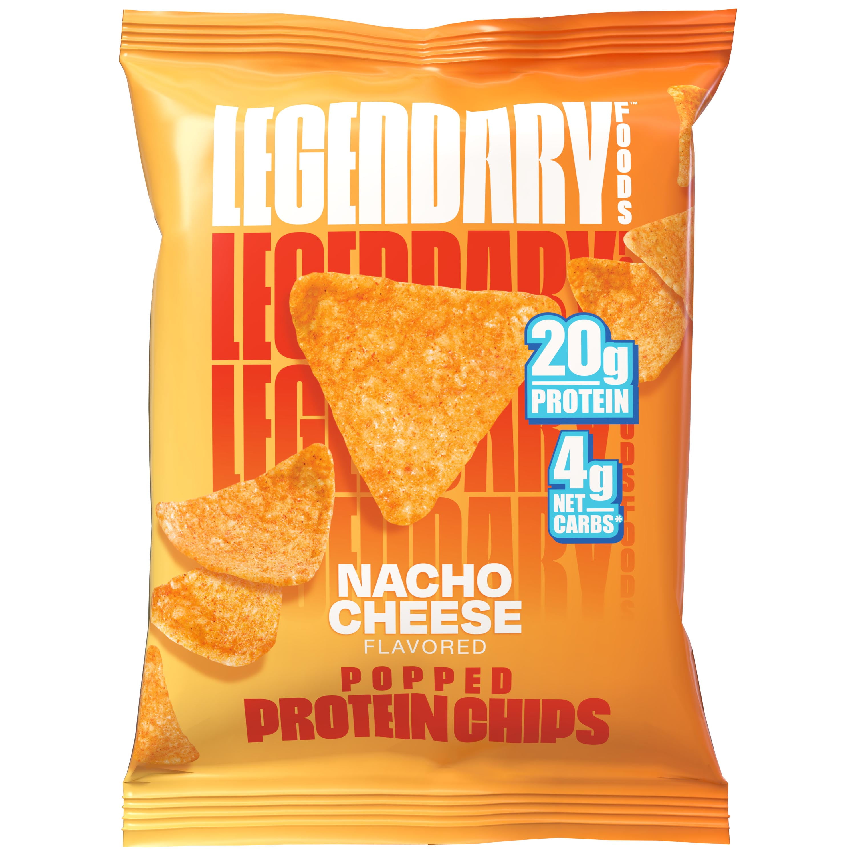 Legendary Foods Popped Protein Chips - Nacho Cheese 4 Pack | Protein Snack | Gluten-Free| Keto Friendly