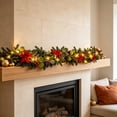 thumbnail image 5 of Bcylexb Christmas Floral Garland, 5.7 Ft Artificial Pine Needle Vines with Flower Table Decor Faux Hanging Greenery Garland for Christmas Table Stair Wall Indoor Home, 5 of 7