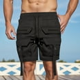 thumbnail image 2 of Pantalones cortos cargo para hombre con cintura elástica: pantalones de trabajo de verano, poliéster, bolsillos espaciosos, tallas S-XXXL para uso deportivo y casual., 2 of 5
