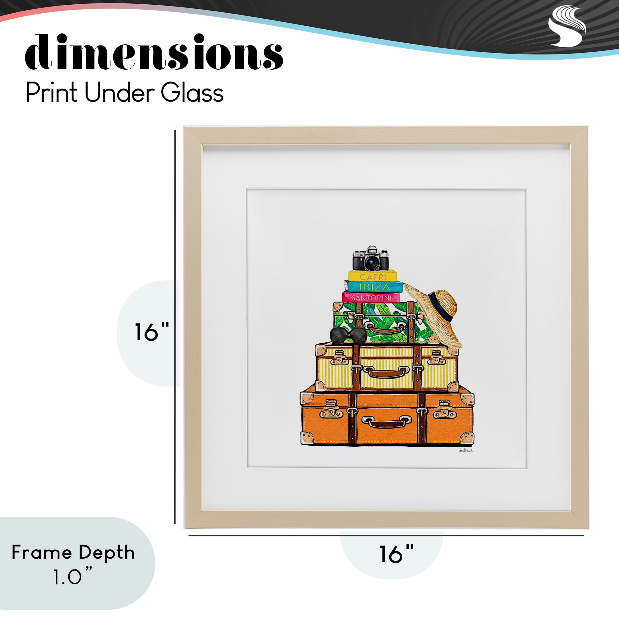 Stupell Industries Travel Suitcases & Camera Birch Framed Print Under Glass, design by Amanda Greenwood