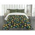 thumbnail image 3 of Ambesonne Alien Quilted Bedspread Set 3 Pcs, Cartoon Style Beings, Queen Size, Multicolor, 3 of 5
