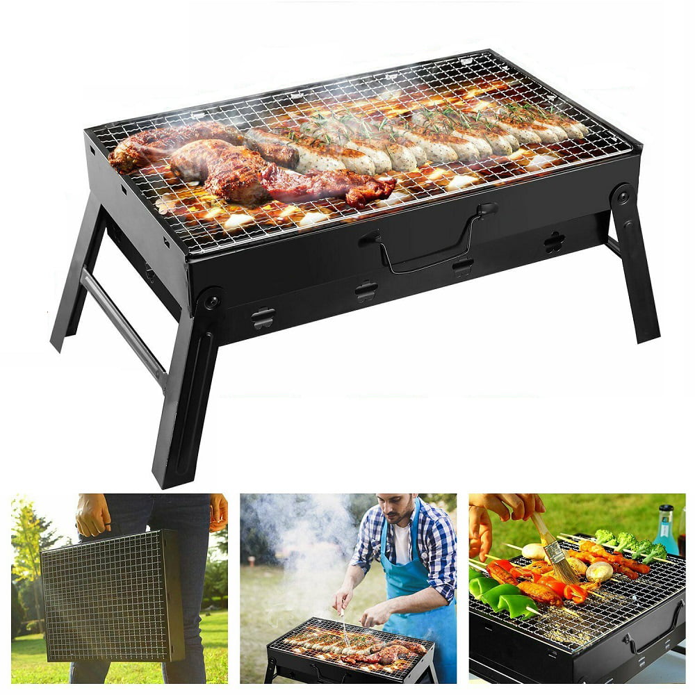 BBQ Barbecue Grill Large Folding Portable Charcoal Stove Camping Garden Outdoor 