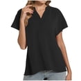thumbnail image 5 of Timegard Womens Cotton Linen Tops Short Sleeve V-Neck Solid Color Lightweight Casual Loose Top Basic Tee, 5 of 5