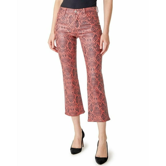 J Brand Selena Snakeskin Print Crop Bootcut Jeans Coated Kalani Boa ( 27 )