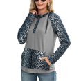 thumbnail image 2 of Sudadera con capucha de manga larga con estampado de leopardo, diseño de costuras, sudadera con capucha para mujer con bolsillo para el hogar, viajes, oficina, gris claro M, 2 of 6