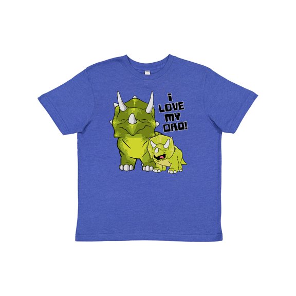 Inktastic I Love my Dad with Baby and Daddy Triceratops Youth T-Shirt