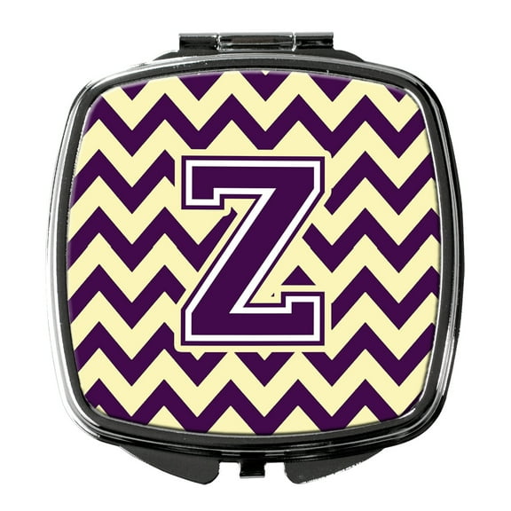 Letter Z Chevron Purple and Gold Compact Mirror CJ1058-ZSCM