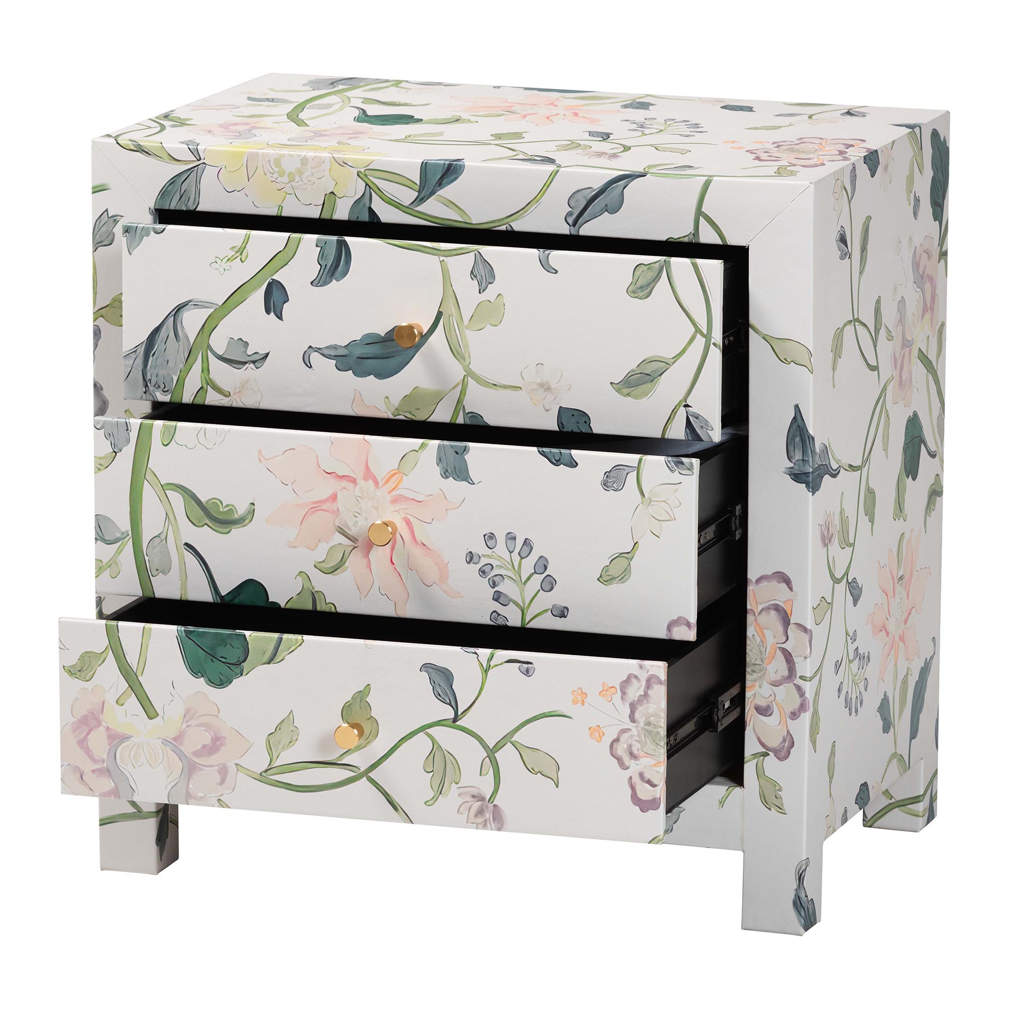 Baxton Studio Connery Modern End Table, 3-Drawer, Multicolor