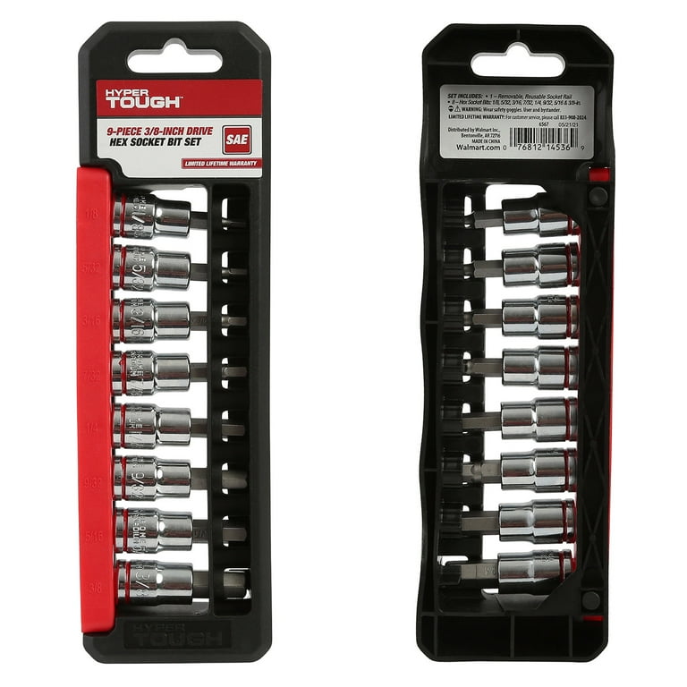 SAセット Hyper Tough 9-Piece 3/8 in Drive SAE Hex Socket Set, Chrome