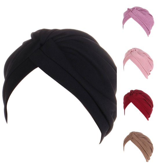 XIAOCHA Womens Solid Slouchy Turban Outdoor Head Cover,Black