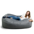 thumbnail image 3 of Big Joe Fuf 6.5Ft Giant Foam Bean Bag Chair, Oversized Couch with Removable Cover for Kids, Teens, Adults, Gray Plush, Soft Polyester, 6.5 foot, 3 of 10