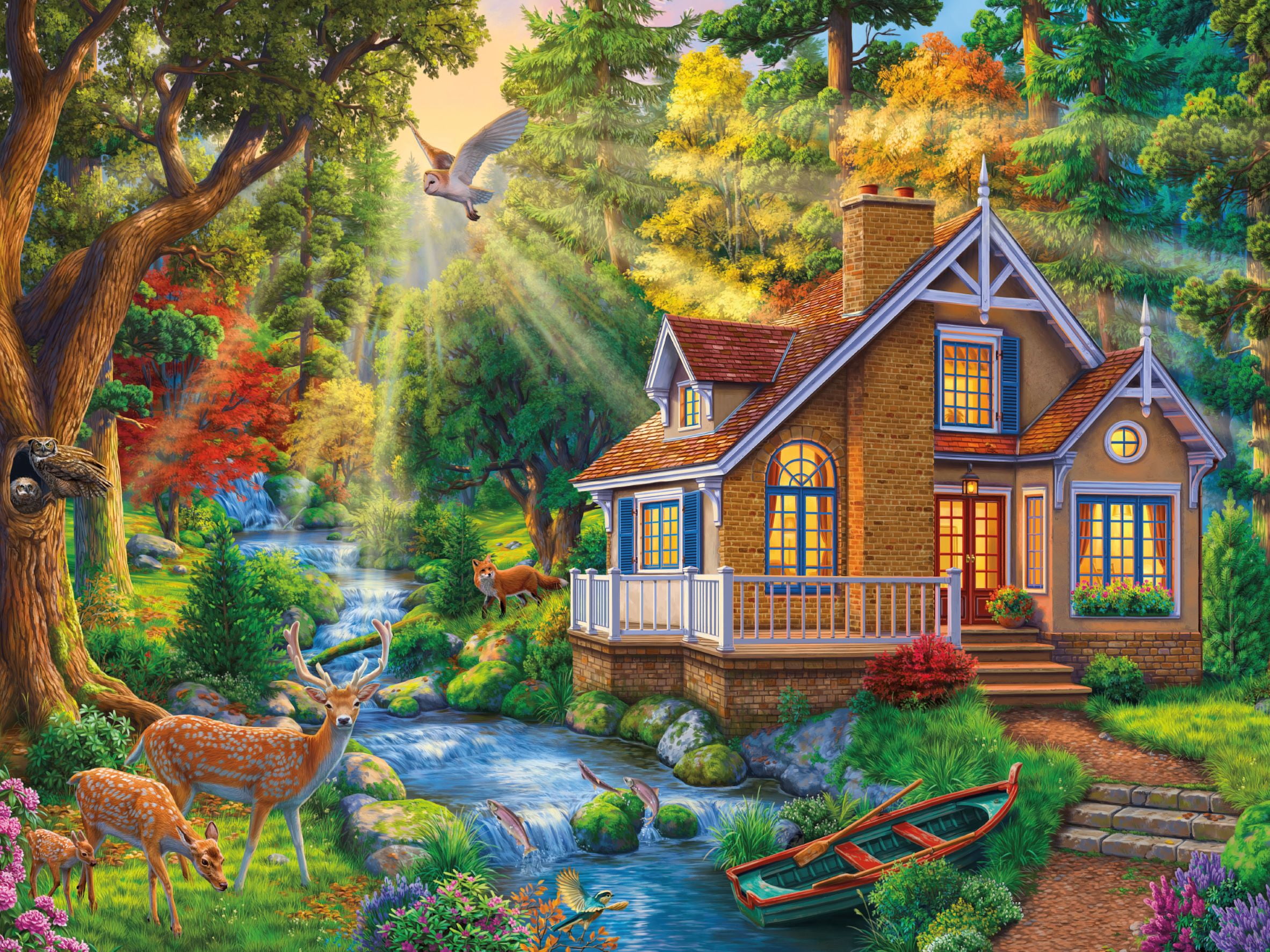 Ceaco - Weekend Retreat, Forest House, 550 Piece Interlocking Jigsaw Puzzle