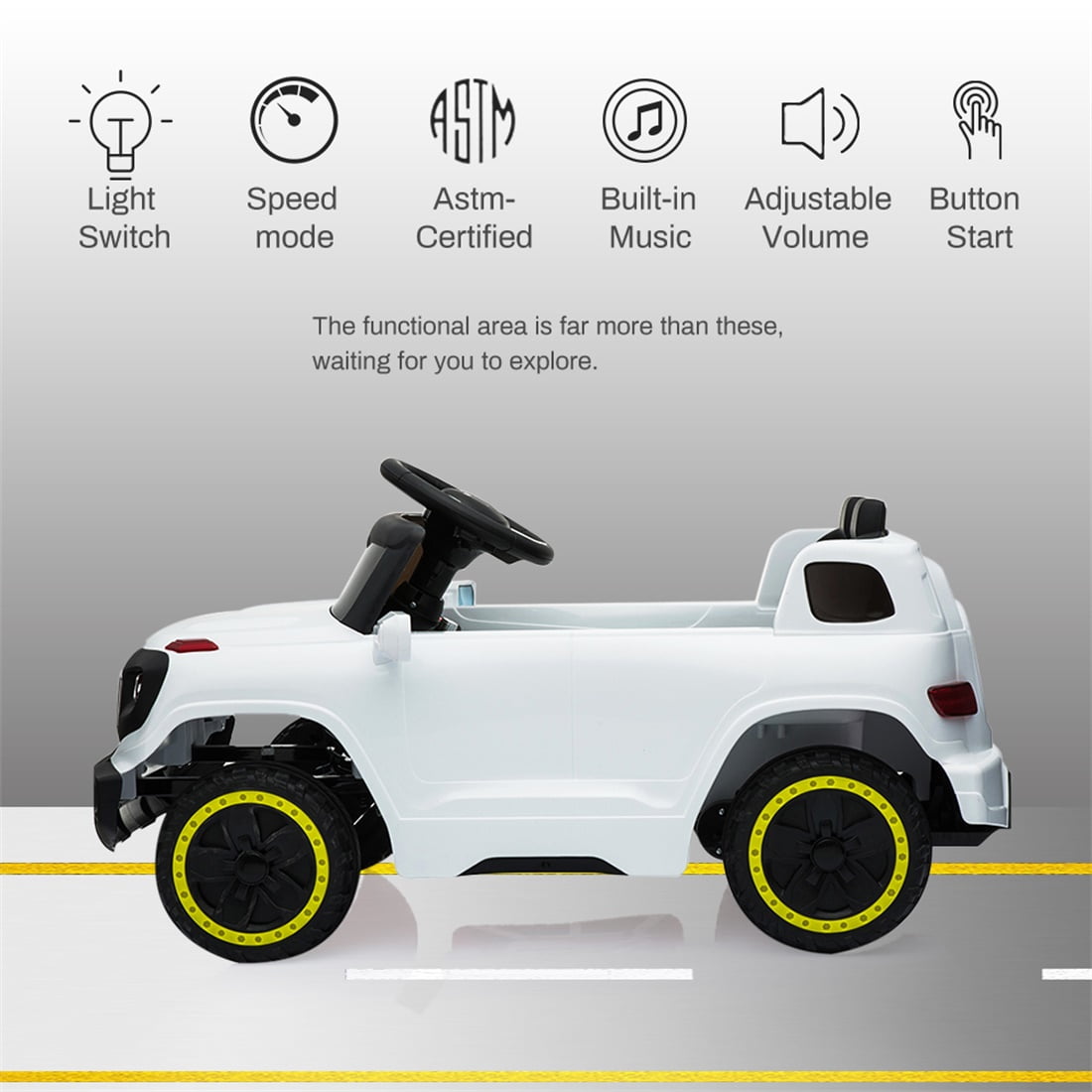 CIPACHO Kids 6V Ride On Truck w/ Parent Remote Control, Children's Battery-Powered Vehicles with 3 Speeds, LED Lights, White