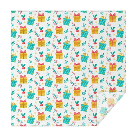 Christmas Square Tablecloth 42x42 Inch – Waterproof Polyester Printed Table Cover, Wrinkle Resistant & Washable for Kitchen Dining Picnic Party Decor, Single-v4-15, White