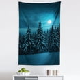thumbnail image 1 of Night Tapestry, Tranquil Blue Moon in Woods Covered Snow Serene Winter View Scene, Fabric Wall Hanging Decor for Bedroom Living Room Dorm, 5 Sizes, Turquoise Teal White, by Ambesonne, 1 of 1