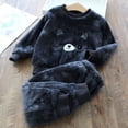 thumbnail image 2 of NOEGOEU Toddler Boy Girl Clothes Sets Soft Furry Pajamas Graphic Sweatshirts Pants Home Outdoor (Dark Blue,18-24 Months), 2 of 3