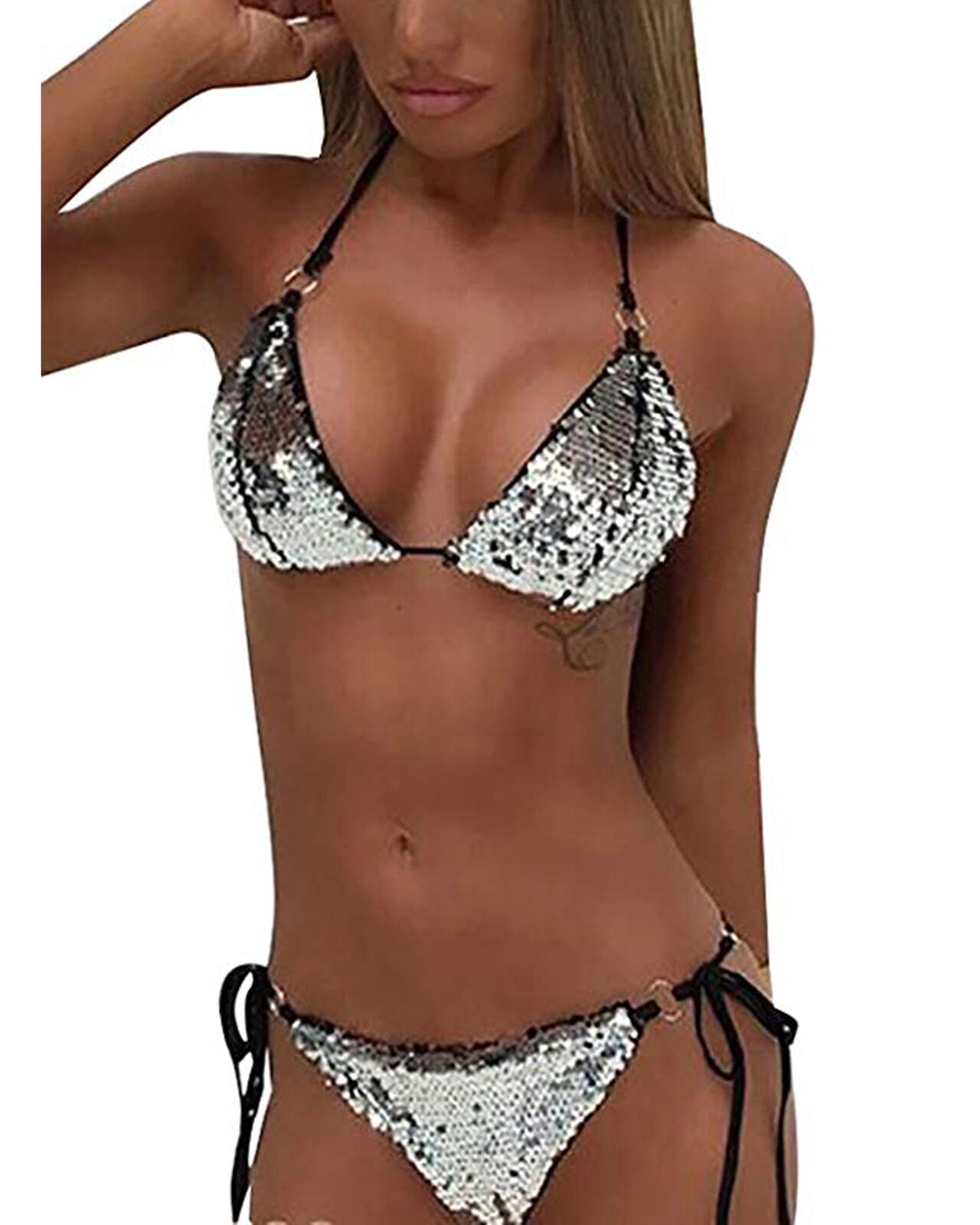 silver bathing suit top
