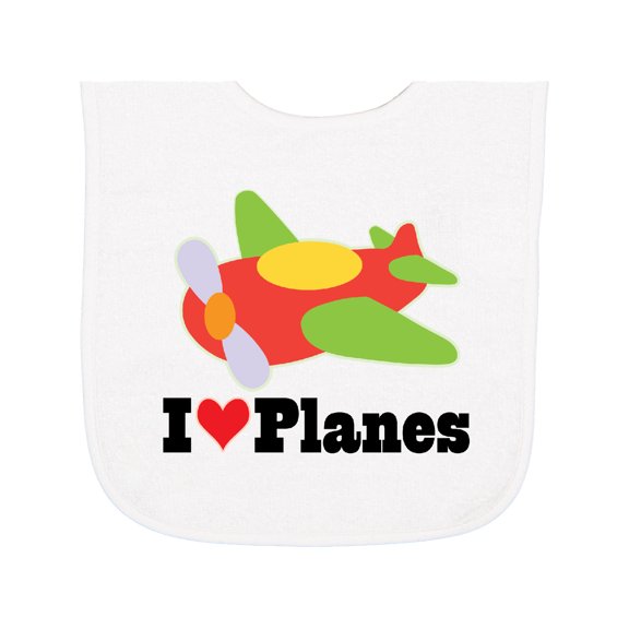Inktastic I Love Planes Cute Airplane Baby Terry Cloth Bib
