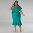 thumbnail image 3 of AURA Women Plus Size Sleeveless Midi Dress Casual Slim Fit Summer Ruffle Hem Dress, 3 of 7