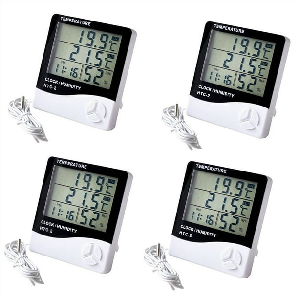Termómetro e Higrómetro de Pantalla Grande para el Hogar, Reloj Despertador para Interiores y Exteriores, Medidor de Temperatura con Pantalla Digital.