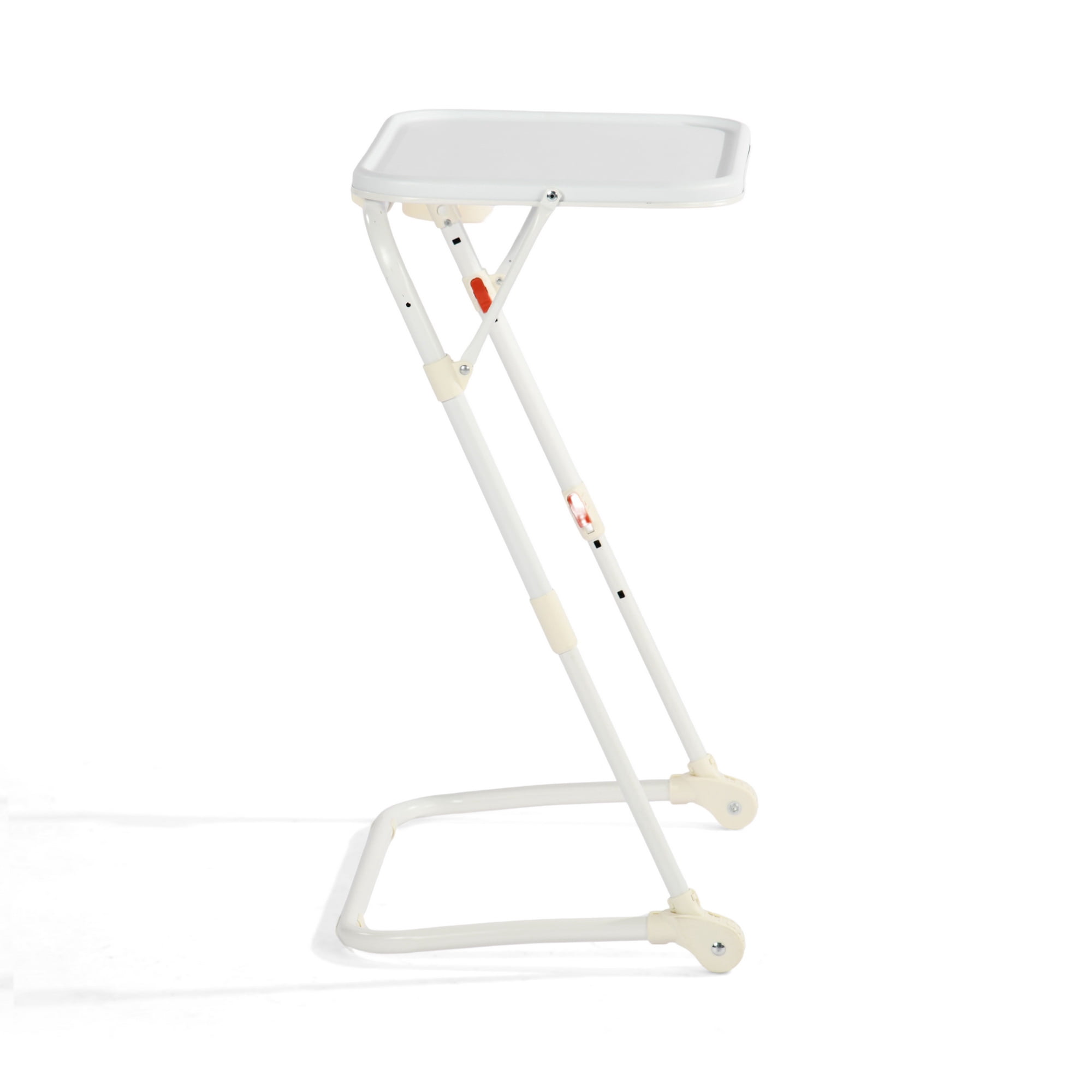 Height Adjustable Folding TV Tray Table with Cup Holder, Lightweight Portable Laptop Bed Table for Eating Working Gaming, White Stand for Couch Bedroom Dorm