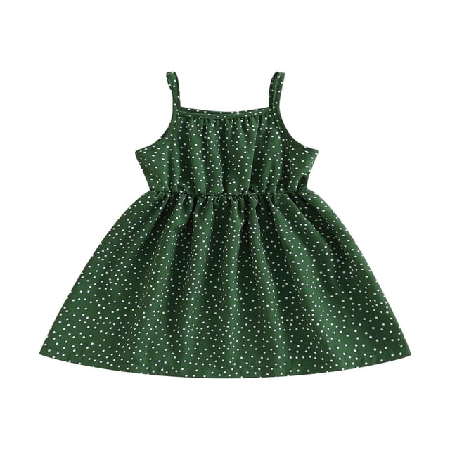 Robe de Princesse pour Petite Fille, Imprimé à Rayures et Pois, Robe Sans Manches, Robe Trapèze Décontractée pour Fête à la Plage, Vêtements Mignons 4-5 Ans