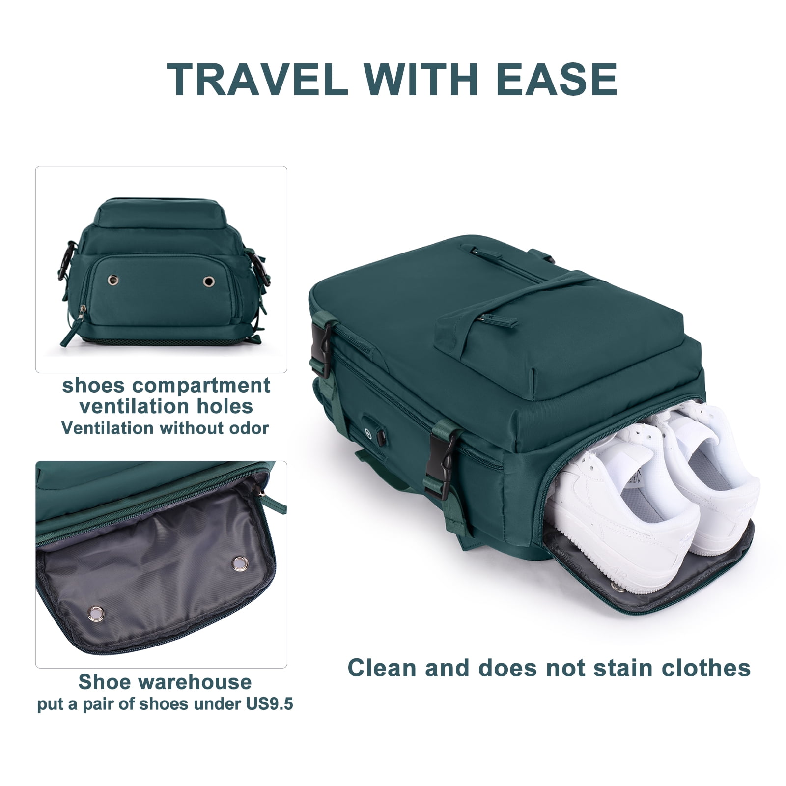 Large Backpack Women, Carry On Backpack,Hiking Backpack Waterproof Outdoor Sports Rucksack Casual Daypack School Bag Fit 14 Inch Laptop with USB Charging Port Shoes Compartment