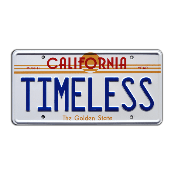 Expedition Back to the Future | DeLorean Time Machine | TIMELESS | Metal Stamped Replica License Plate